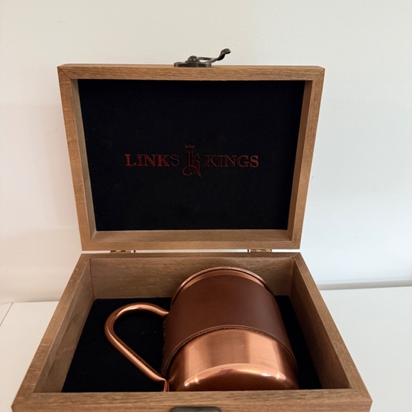 Links and Kings ~ Luxury Golf ~ Moscow Mule ~ Copper Mug w/ Leather Sleeve Box - Picture 6 of 8